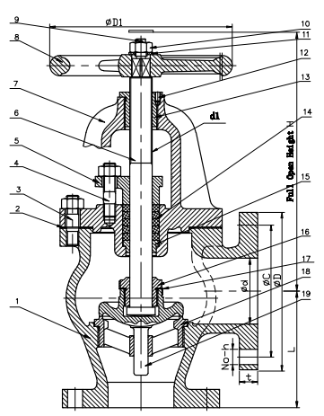 JIS F7308 Marine Cast Iron Angle Valve 10K