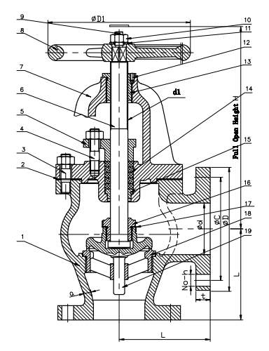 JIS F7312 Marine Cast Steel Angle Valve 5K