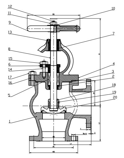 JIS F7314 Marine Cast Steel Angle Valve 20K