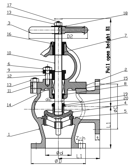 JIS F7320 Marine Cast Steel Angle Valve 10K