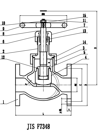 JIS F7348 Marine Cast Bronze/Brass Globe Valve Union Bonnet Type 16K