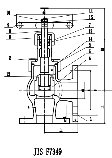 JIS F7349 Marine Cast Bronze/Brass Angle Valve Union Bonnet Type 16K
