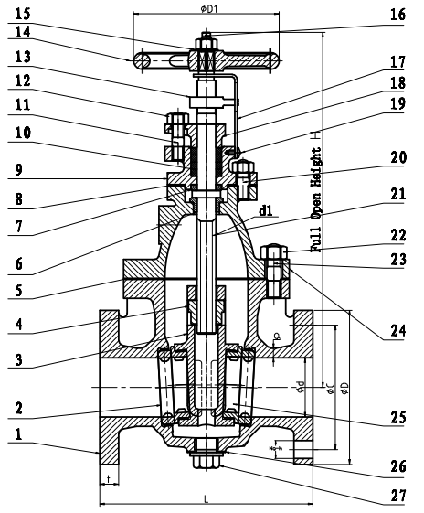 JIS F7364 Marine Cast Iron Gate Valve 10K