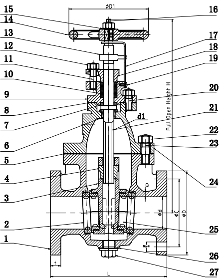 JIS F7366 Marine Cast Steel Gate Valve 10K