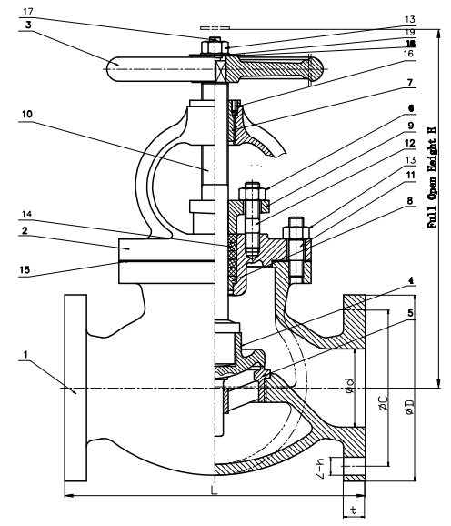 JIS F7471 Marine Cast Steel Globe Check Valve 10K