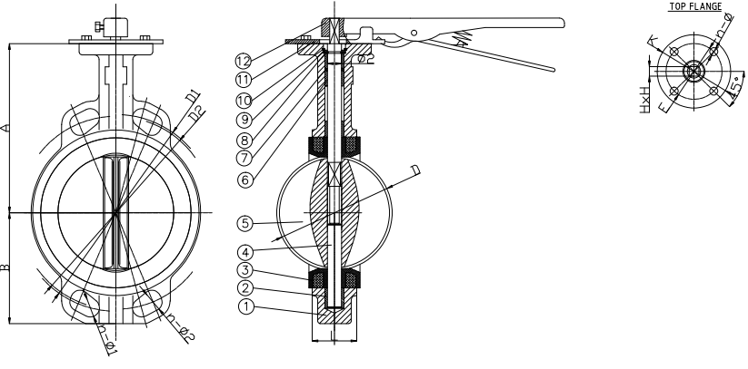 JIS F7480 Marine Cast Iron/Ductile Iron/Cast Steel Wafer Type Butterlfy Valve-Level Operator 5K/10K
