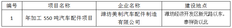 潍坊美制汽车配件制造有限公司项目竣工环境保护验收报告表