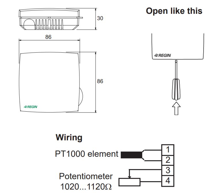 TG-R4/PT1000-RB具有设定点室内传感器