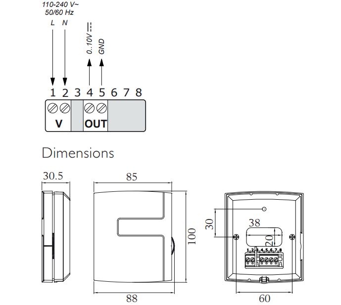ALC230A组合二氧化碳传感器的室内控制器