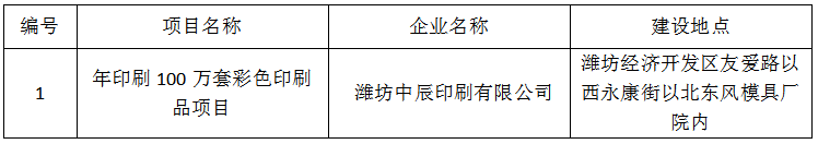 潍坊中辰印刷包装有限公司项目竣工环境保护验收报告表