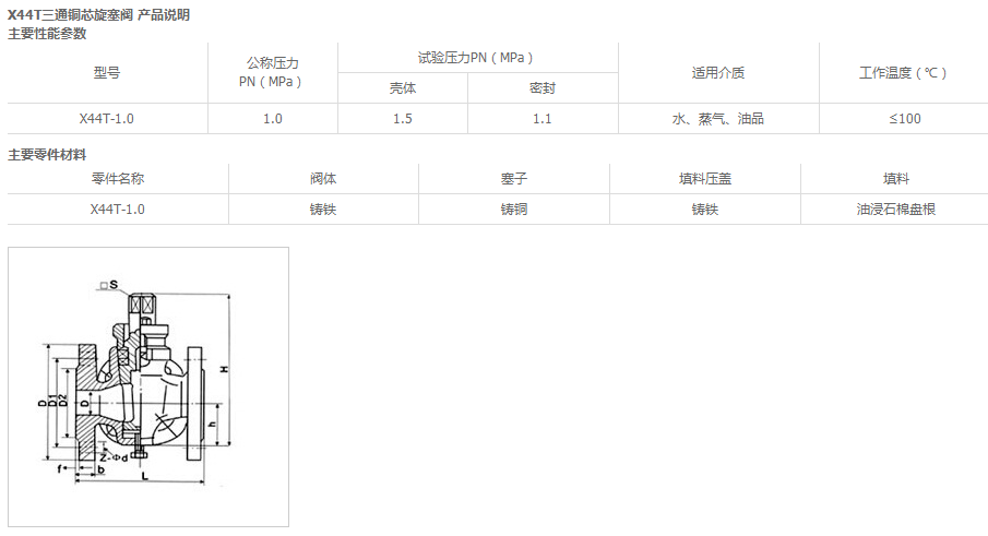 X44T三通銅芯旋塞閥