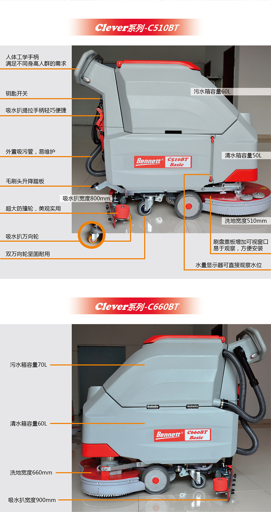 貝納特 C510B Basic 手推式洗地機