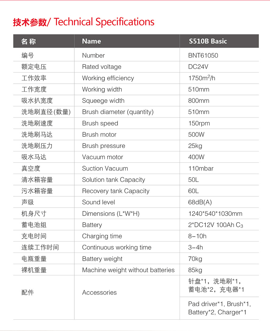 貝納特S510B Basic手推式洗地機(jī)