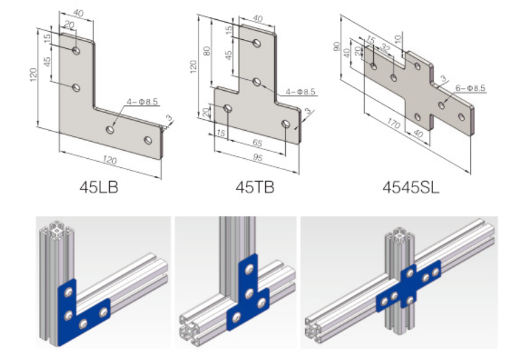 T型,L型和十字型連接板-歐標鋁材連接件