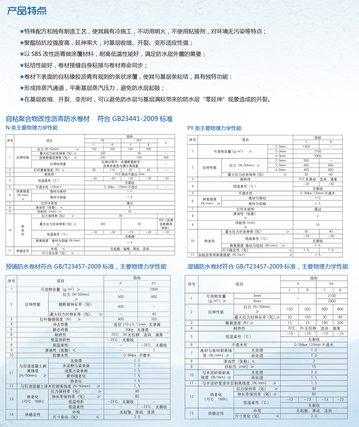 自粘聚合物改性沥青防水卷材