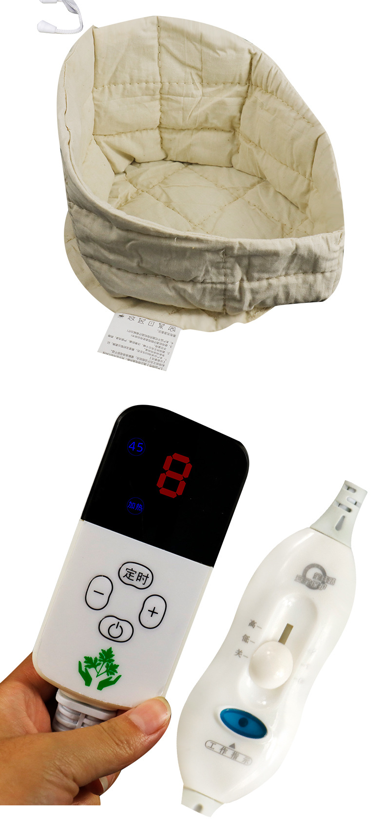 厂家直销电加热热敷植绒面艾灸帽头部艾灸热敷帽批发艾灸布艺帽