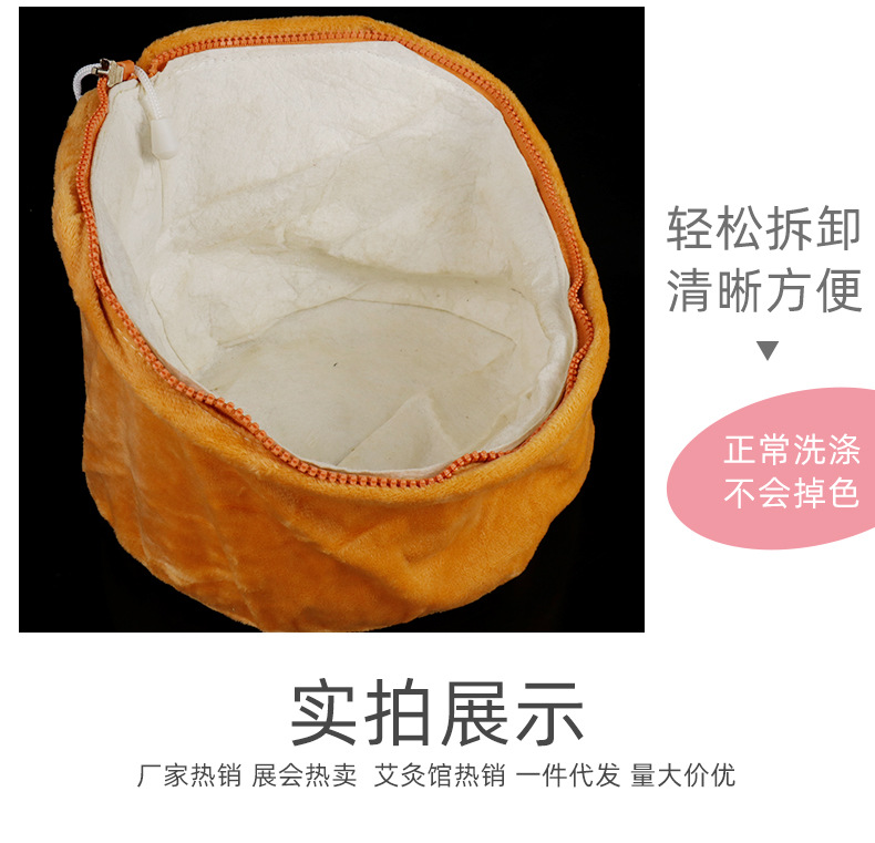 厂家直销电加热热敷植绒面艾灸帽头部艾灸热敷帽批发艾灸布艺帽