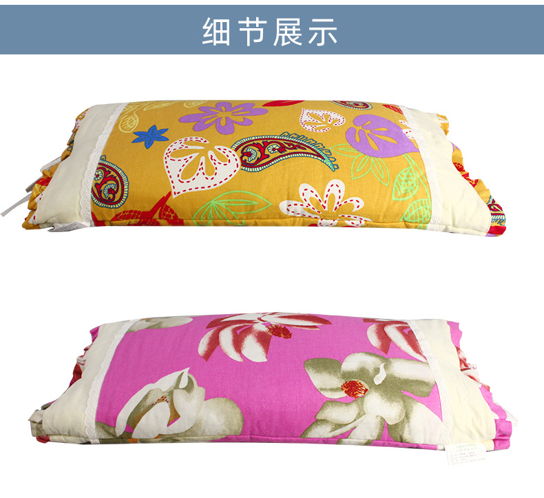 厂家直销仿羽枕芯艾绒荞麦枕棉布单人多花色艾绒枕荞麦枕批发定制