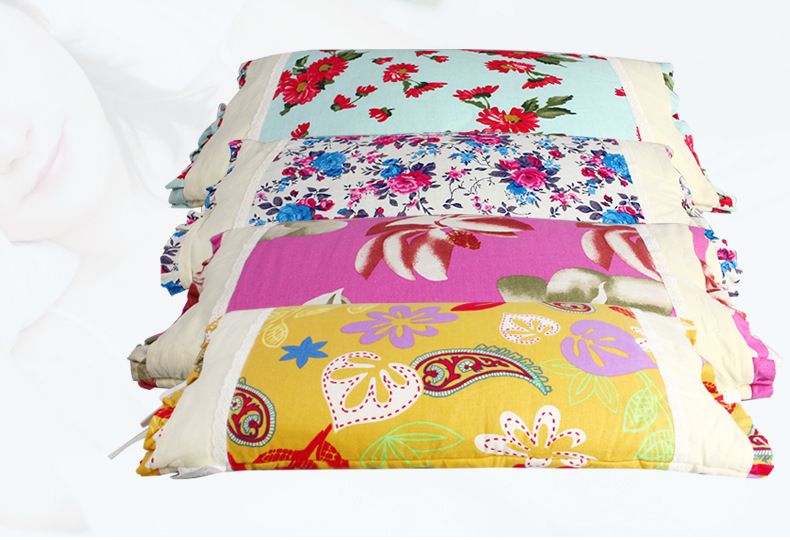 厂家直销仿羽枕芯艾绒荞麦枕棉布单人多花色艾绒枕荞麦枕批发定制