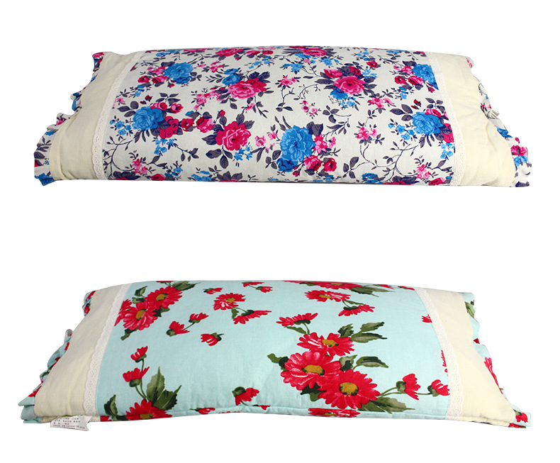 厂家直销仿羽枕芯艾绒荞麦枕棉布单人多花色艾绒枕荞麦枕批发定制