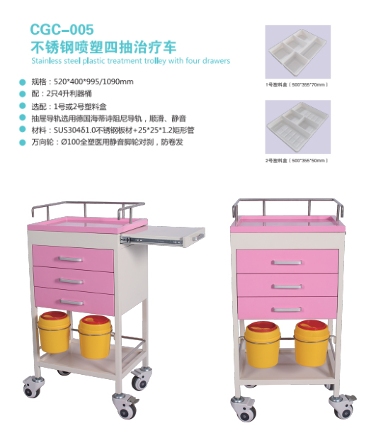 CGC-005不銹鋼噴塑四抽治療車