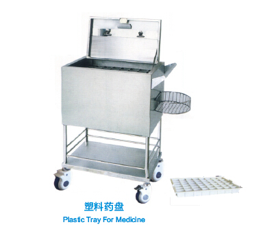 QXC-008B 不銹鋼發(fā)藥車(chē)（藥盤(pán)48格/共3只）