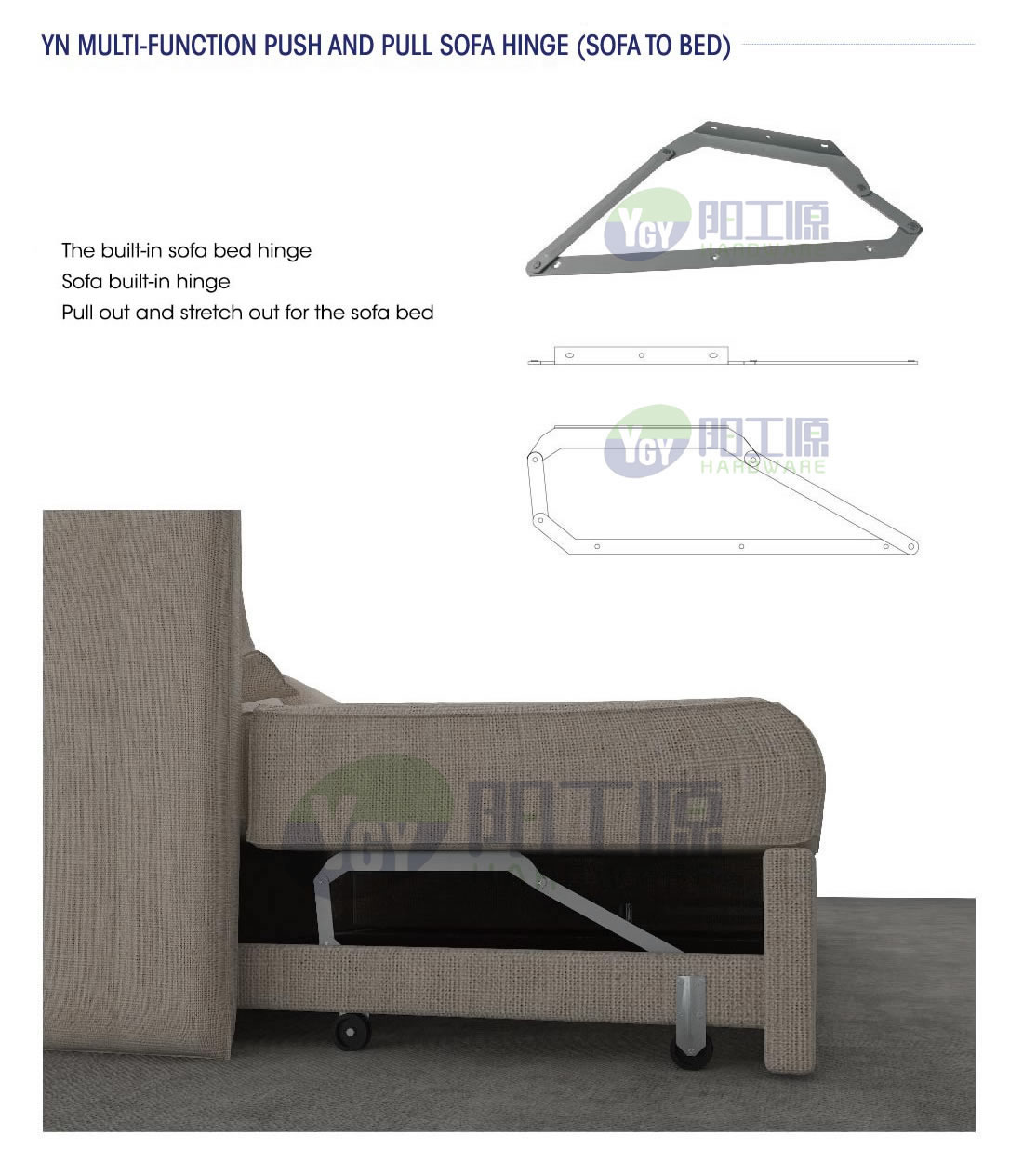 YN Multi-function Push And Pull Sofa Hinge (sofa to bed)