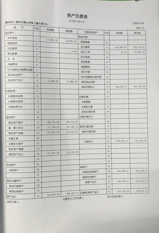 惠州市惠心特殊儿童关爱中心审计报告