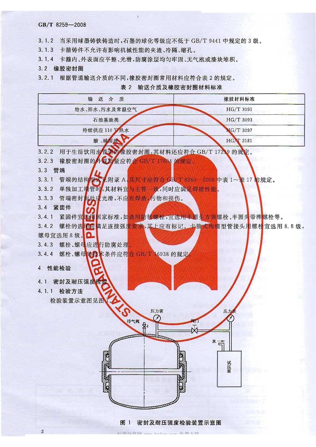 GBT8259-2008卡箍式柔性管接头技术条件