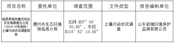 临邑县城市建设综合开发有限责任公司 （2019-15号地块）