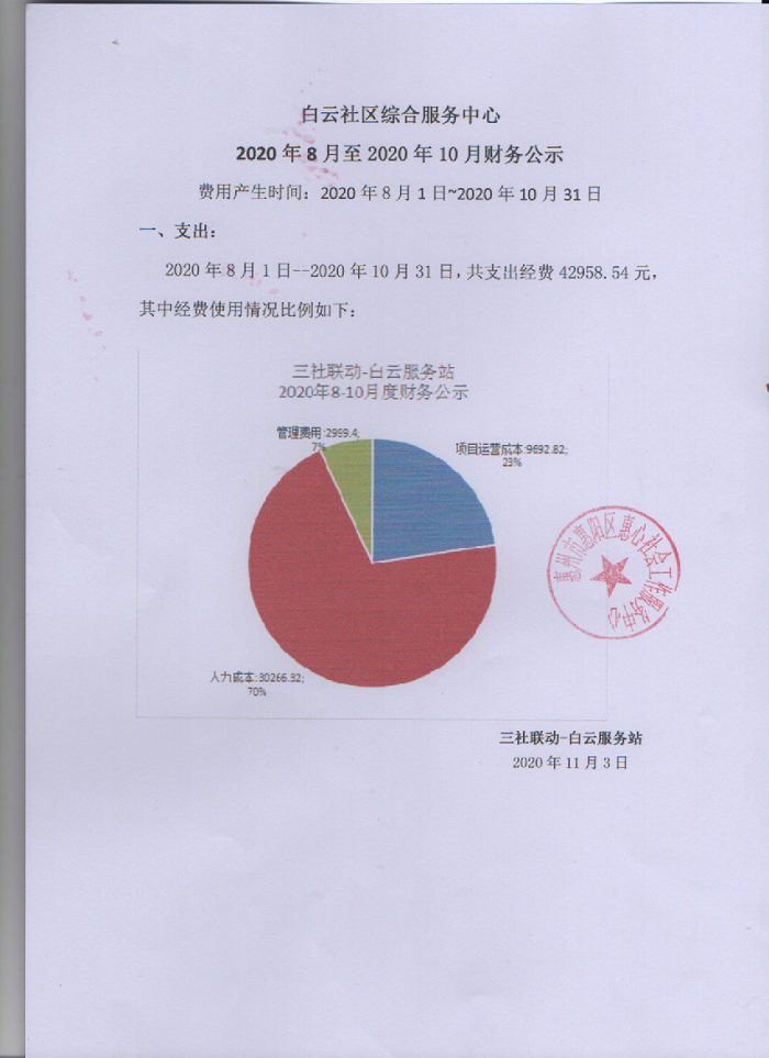 三社联动-白云服务站20年8月-10月财务公示