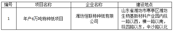 潍坊恒联特种纸有限公司年产6万吨特种纸项目竣工环境保护验收公示