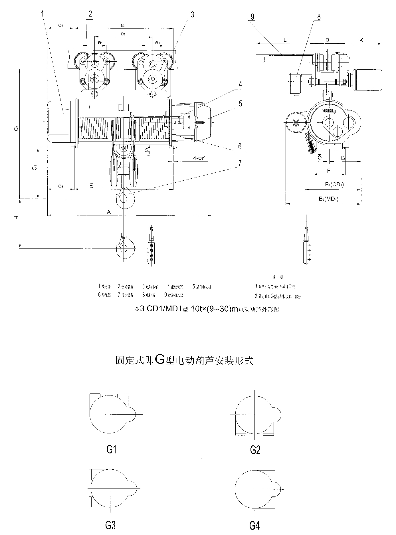 CD1/MD1型钢丝绳电动葫芦