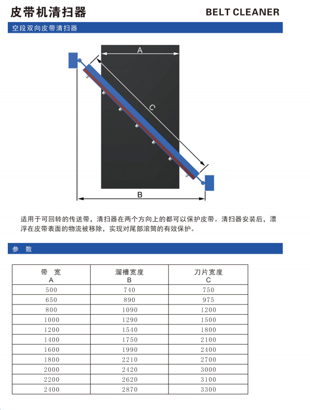 空段双向皮带清扫器