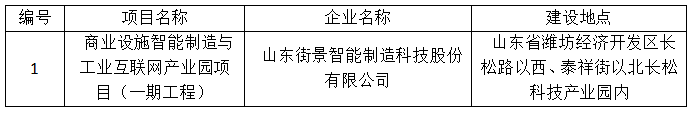 山东街景智能制造科技股份有限公司 商业设施智能制造与工业互联网产业园项目