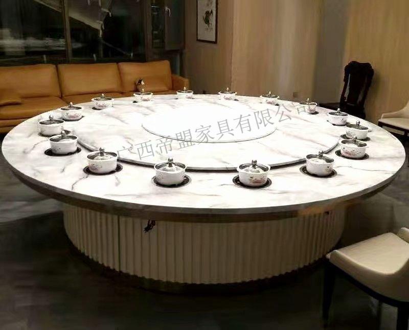 大理石电动餐桌
