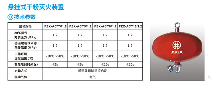 悬挂式干粉灭火装置6-12Kg