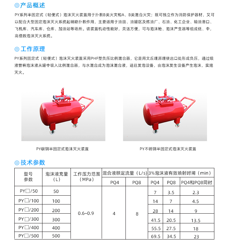 半固定式（轻便式）泡沫灭火装置（不锈钢）