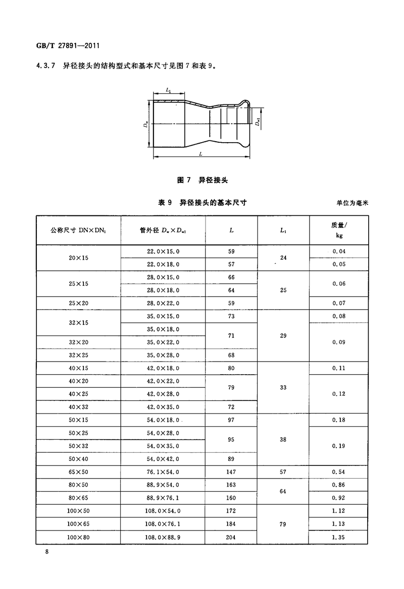 GB T27891-2011《碳钢卡压式管件》