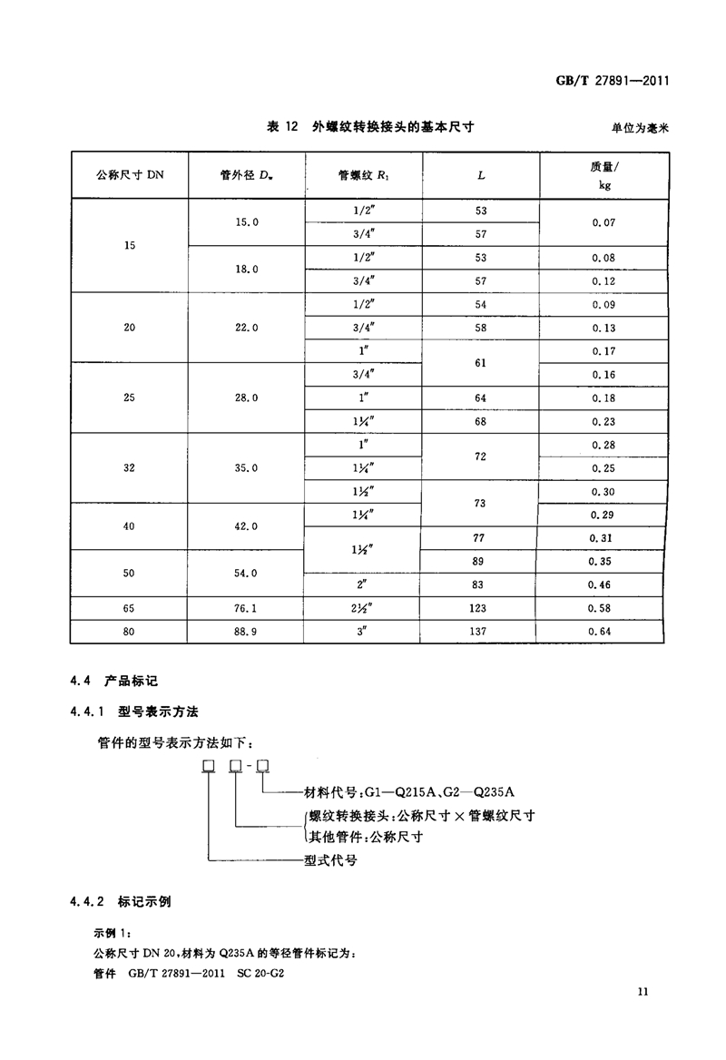 GB T27891-2011《碳钢卡压式管件》