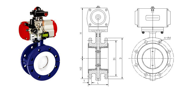 D641F4气动法兰衬氟蝶阀