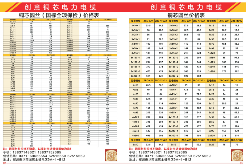 创意线缆价格表