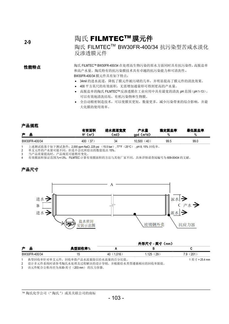 西安陶氏膜價格