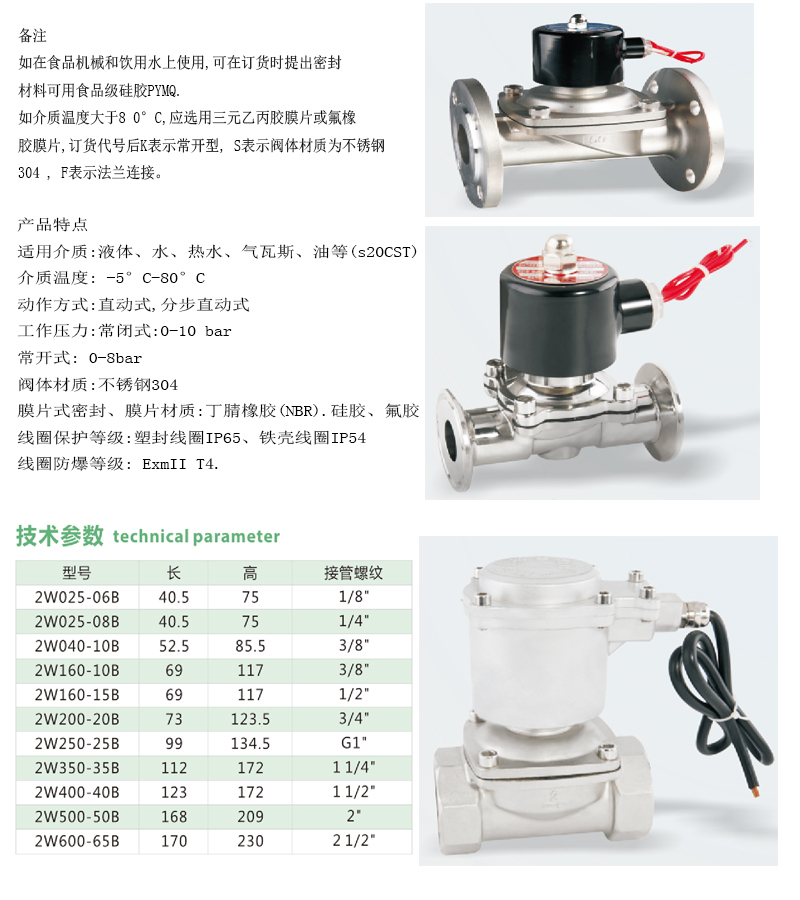 2W不锈钢电磁阀（防爆线圈）