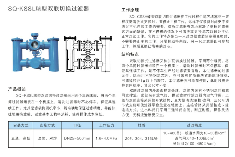 SQ-KSSL球型雙聯(lián)切換過濾器