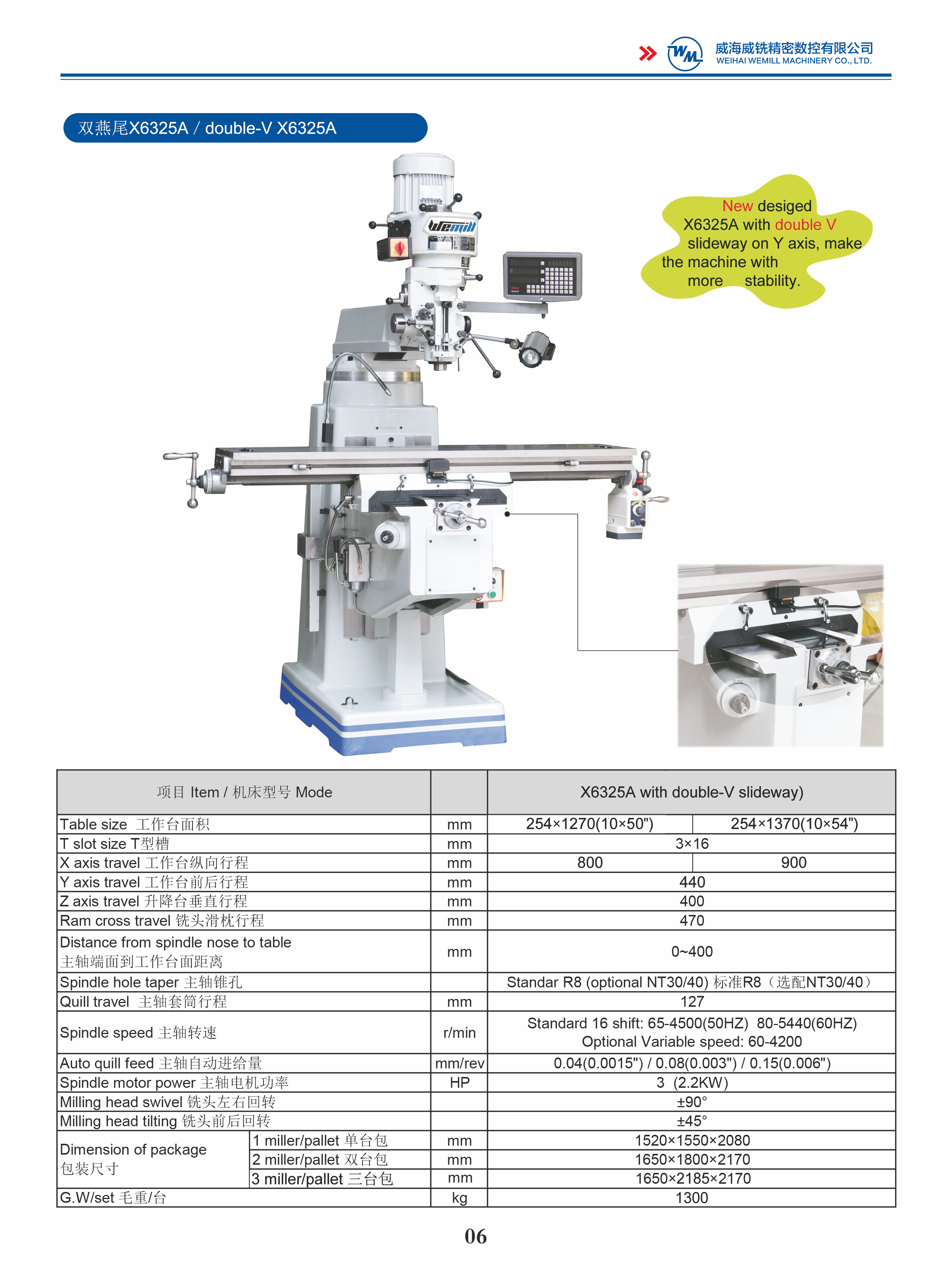 double-V X6325A Milling Machine