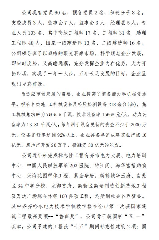 黑龙江省品牌战略促进会副会长单位——齐齐哈尔市翔宇建筑工程有限公司
