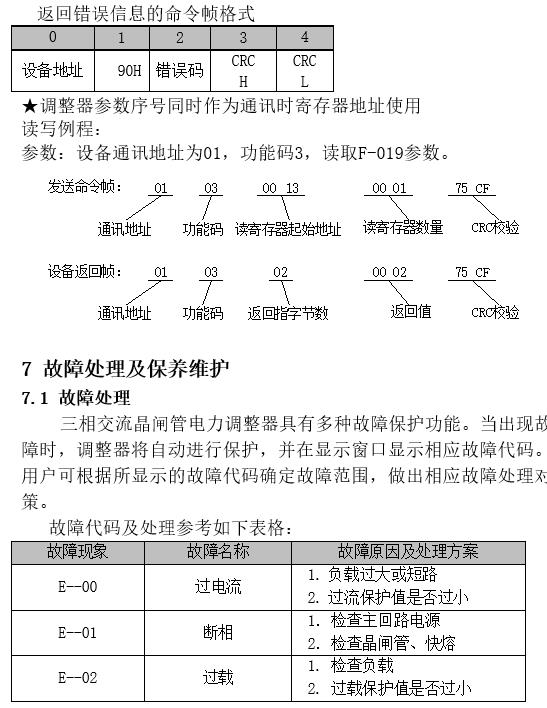 三相交流晶闸管电力调整器（智能型）用户手册