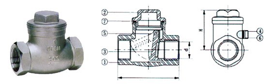 不锈钢内螺纹旋启止回阀