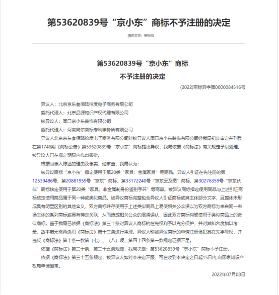 1679274352523451.png 有人申请了京小东商标,看看京东咋处理此事